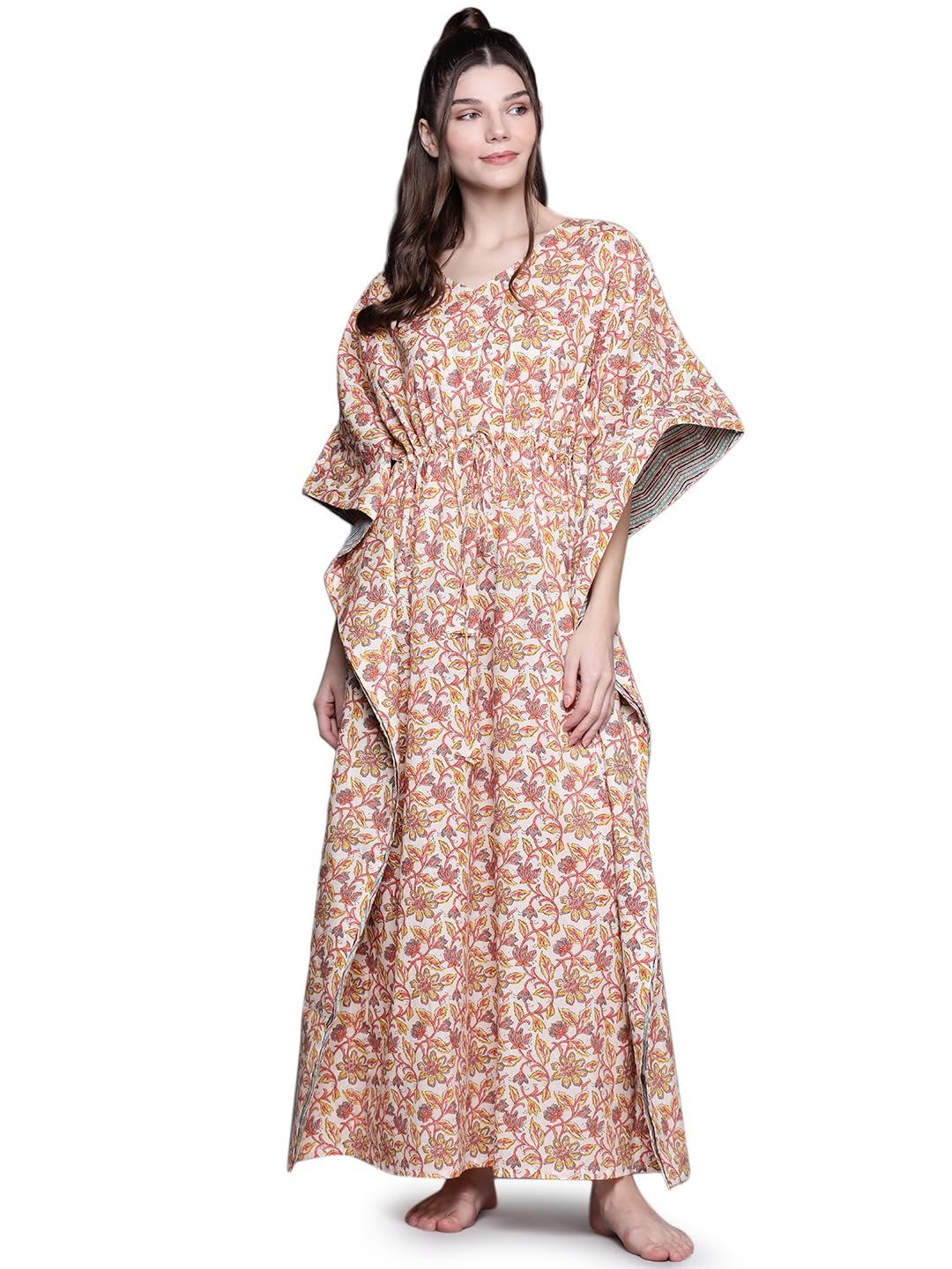 Libas WomenS Multi Printed Cotton Night Dress Nightgown (50040_Multicolour_Free Size)