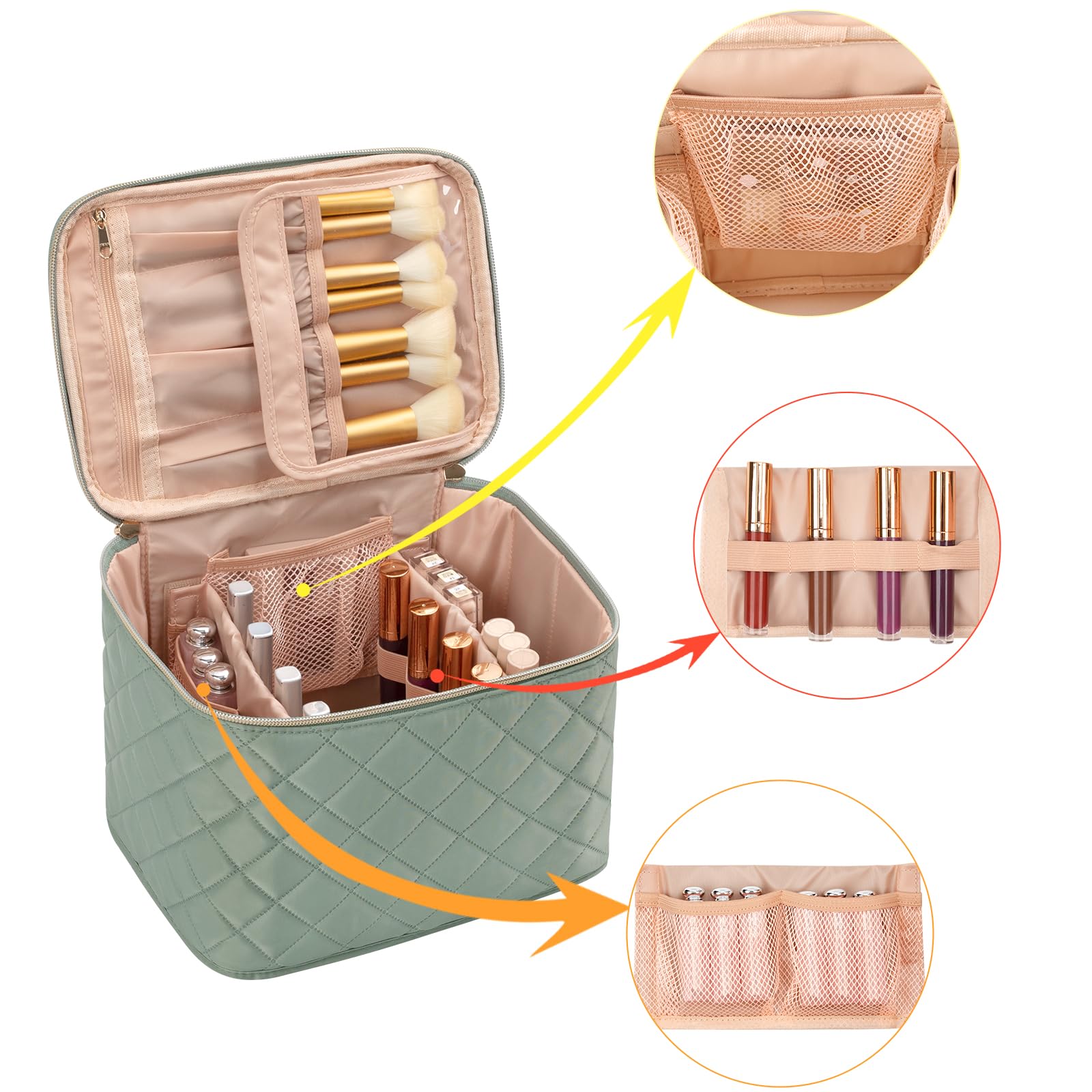 OCHEAL Makeup Bag,Large Travel Makeup Bag Organizer Cosmetic Bags for Women Washable Make Up Bag Makeup Organizer Case with Divi