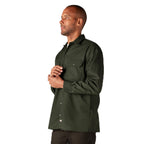 Dickies mens Long-sleeve work utility button down shirts, Olive green, Small US