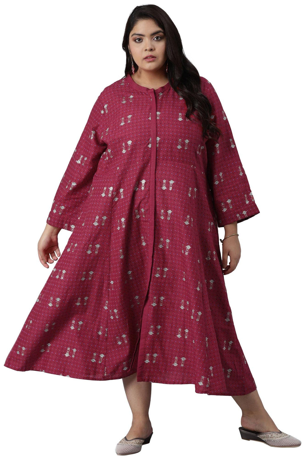 W For Woman Women, Cotton Persian Red All-Over Print Kurta_21Auw14025-115129_M