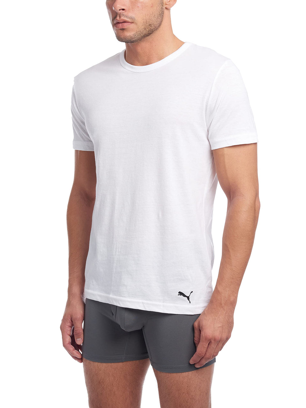 PUMA mens Men's 3 Pack Crew Neck T-shirts Undershirt, White, Small US