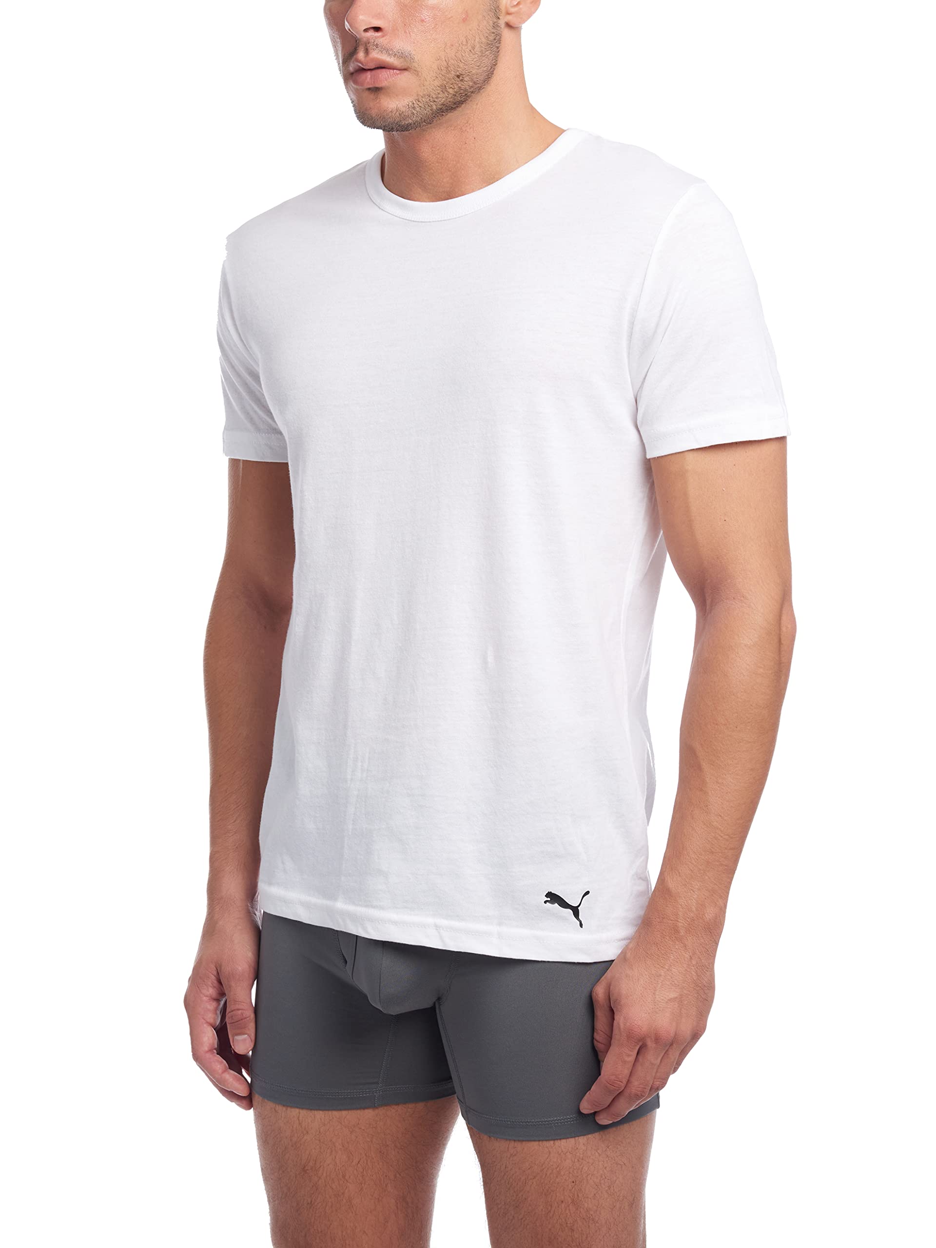 PUMA mens Men's 3 Pack Crew Neck T-shirts Undershirt, White, Small US