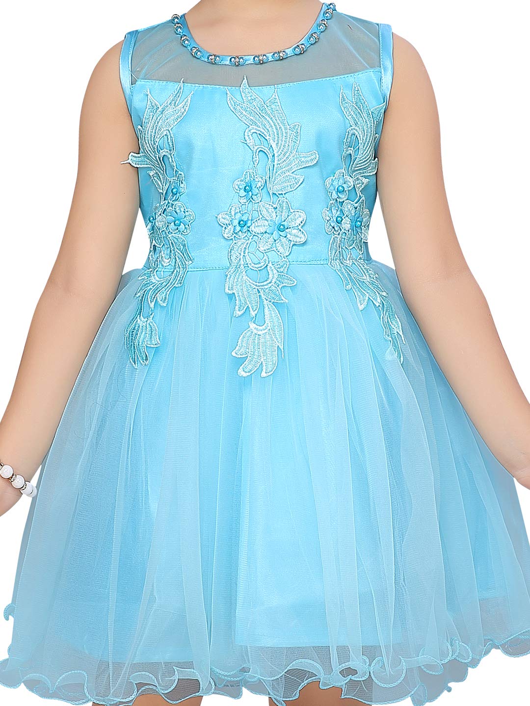 Aarika baby-girls Net Fit and Flare Knee-Length Dress (DFK-24325_Turquoise_16)