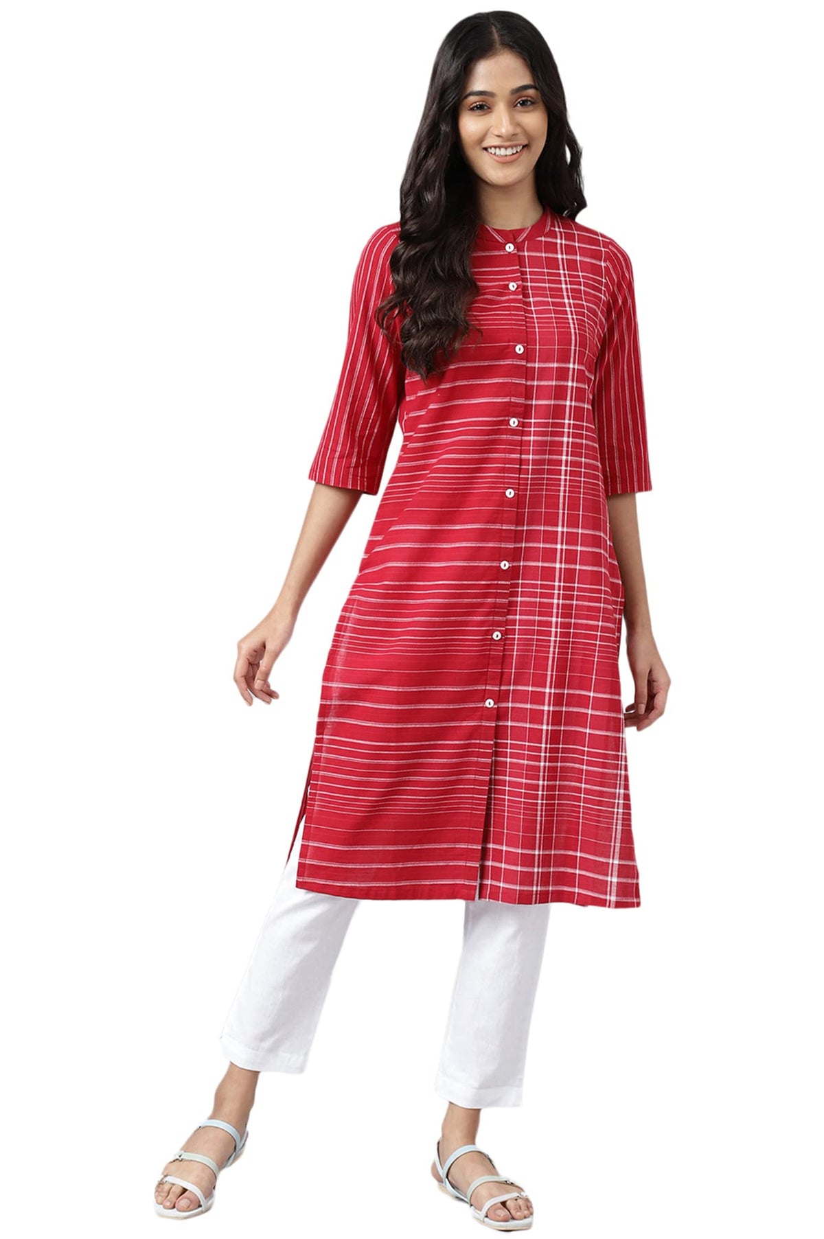 Aurelia Womens Cotton Geometric Regular Shirt (23AUA13368-703592_Maroon