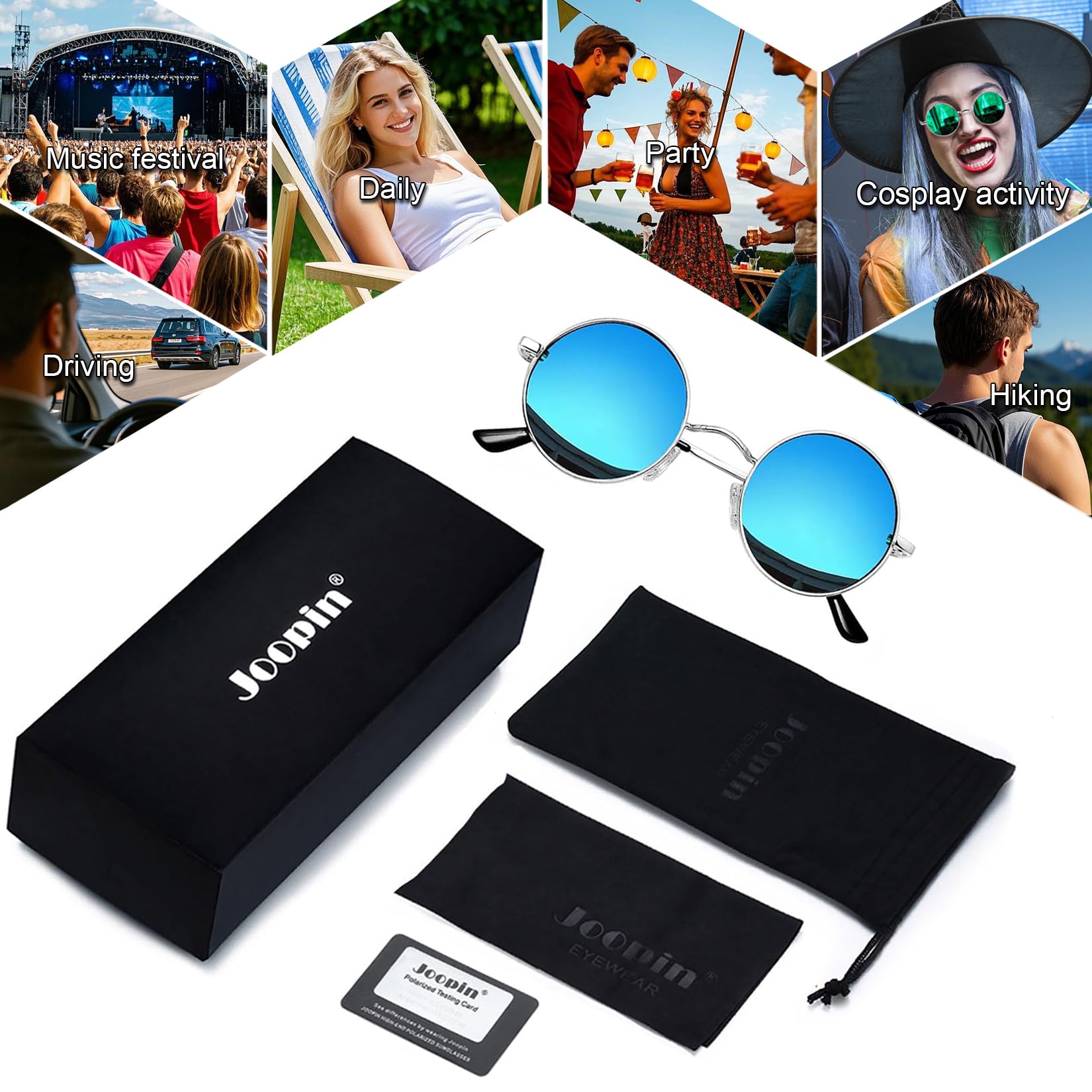 Joopin Small Round Sunglasses Circle Hippie Sun Glasses Polarized UV400 Trendy Circular Shades for Women Men Halloween Costume