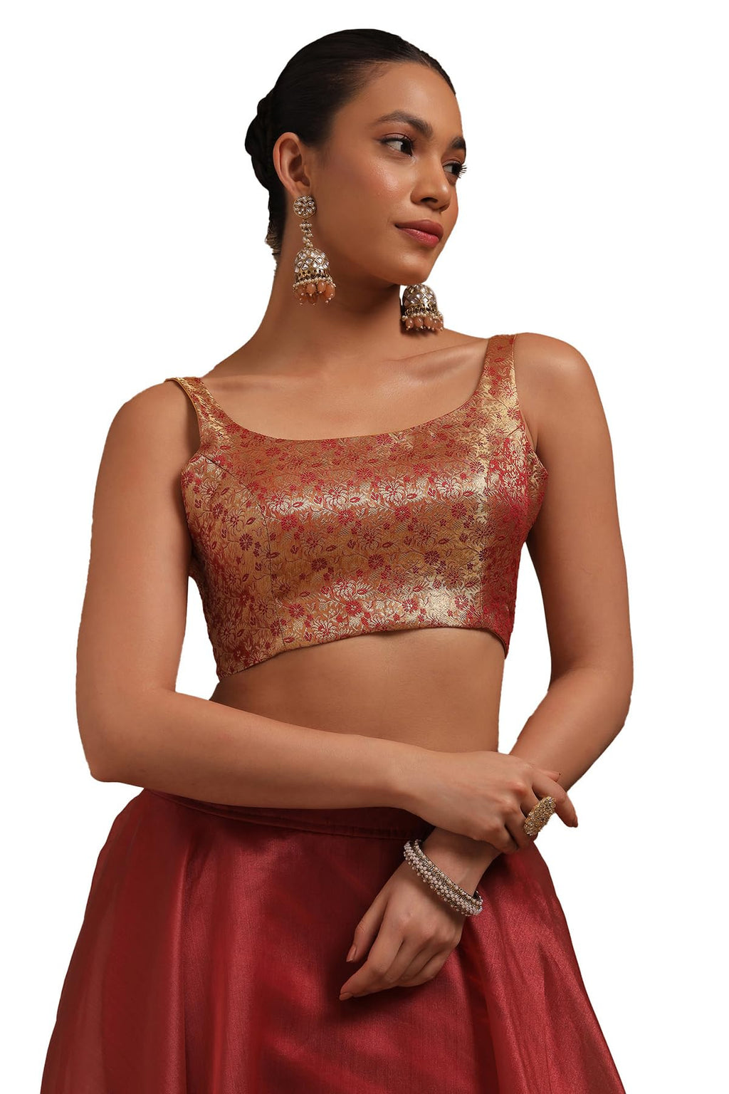 Soch Women Tissue Zari Woven Padded Blouse with Zari Woven