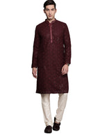 Manyavar Kurta Set For Men, Full Sleeves Mandarin Collar Ethnic Kurta Set For Engagement & Wedding, Party All Over Self Design K