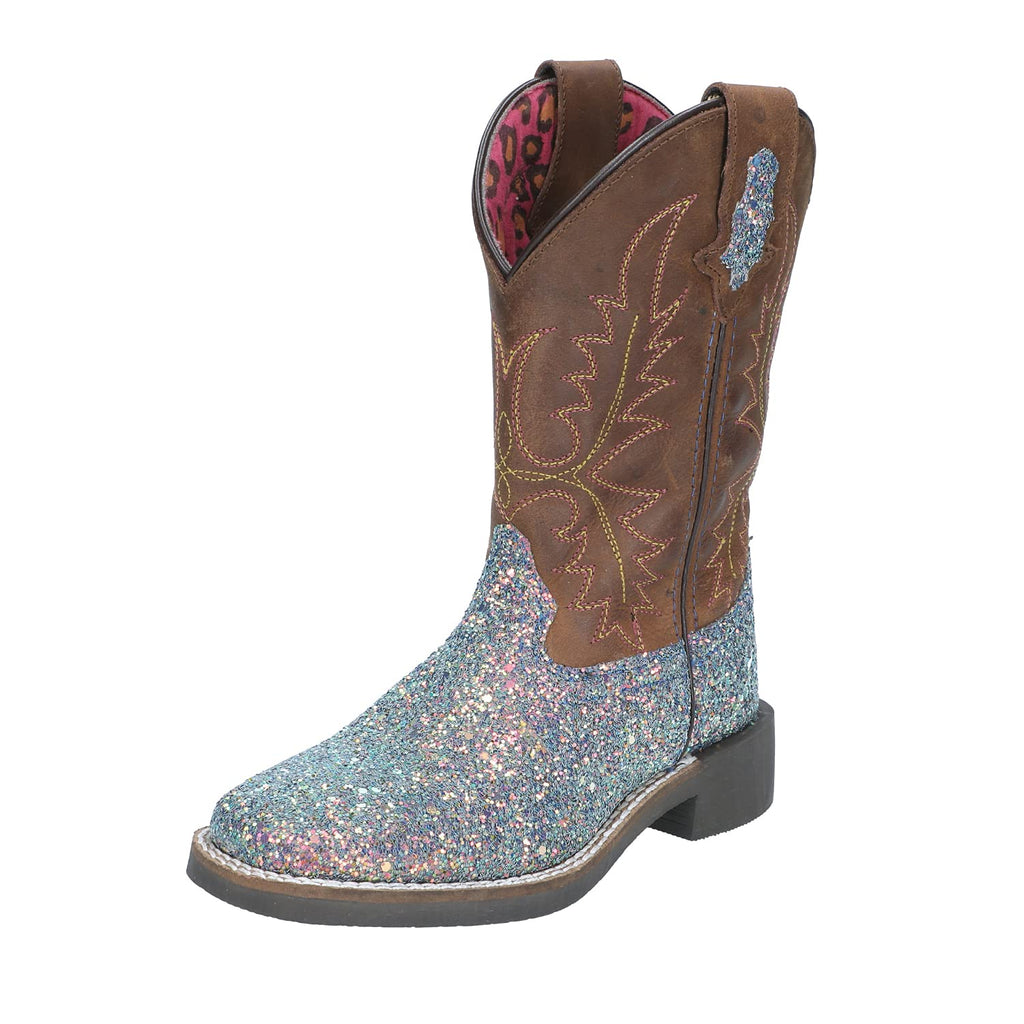 Smoky+Children+Ariel+Pastel+Glitter%2c+Crazy+Horse+Western+Cowboy+Boot%2c+Size+3R