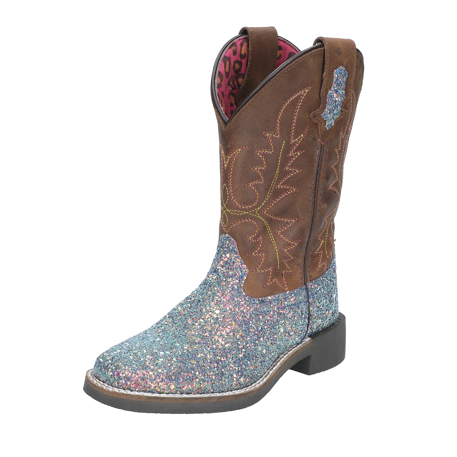 Smoky Children Ariel Pastel Glitter, Crazy Horse Western Cowboy Boot, Size 12.5R