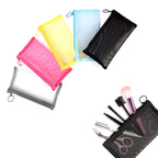 patu Zipper Mesh Bags, Pencil Case, 5 Pieces, Beauty Makeup Cosmetic Accessories Organizer, Travel Toiletry Kit Set Storage Pouc