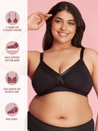 NYKD Womens X-Frame Laced Everyday Cotton Bra with Wide Bottom Band for Extra Support, Shape & Comfort | Non Padded | Wirefree |