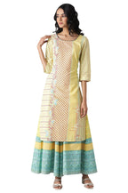 Aurelia Women'S Floral Printed Printed Regular Yellow Cotton Kurta