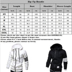 ZUEVI Men's Hoodies Casual Striped Drawstring Hooded Zipper Closure Slim Fit Sweatshirt With Pockets (Black-XXL)