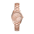 Fossil Women's Scarlette Mini Quartz Stainless Steel Three-Hand Watch, Color: Rose Gold Glitz (Model: ES4318)