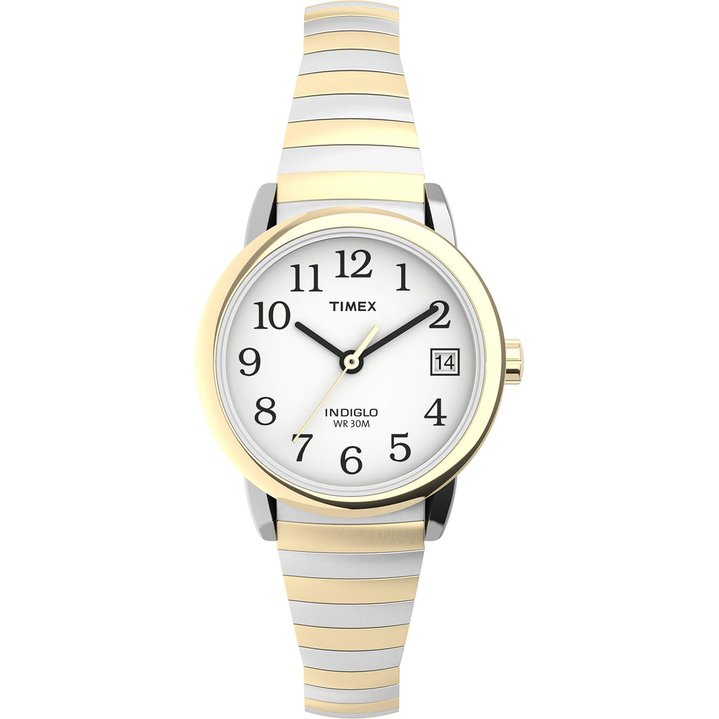 Timex Women's Easy Reader 25mm Watch - Two-Tone Case White Dial with Tapered Expansion Band