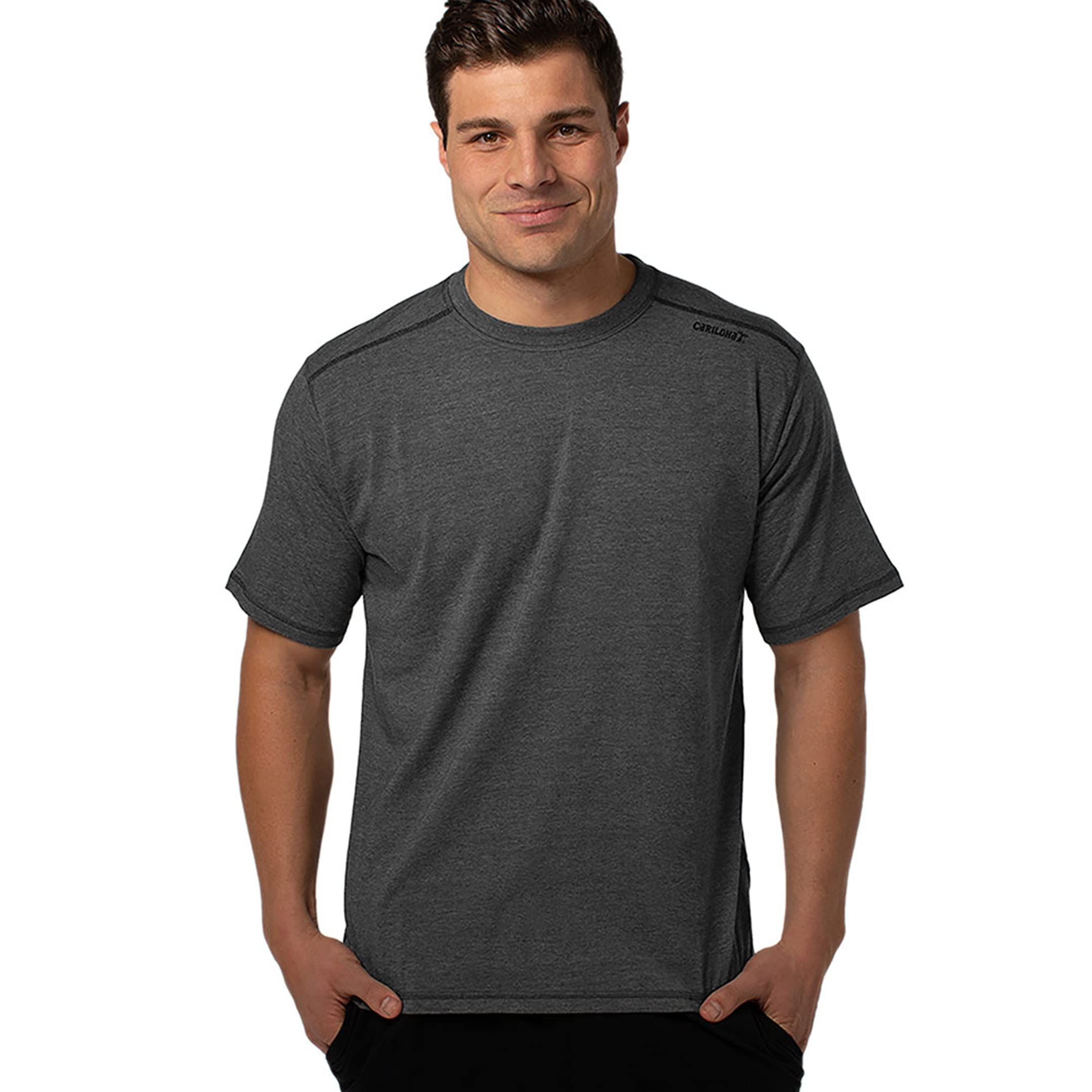 Bamboo Athletic Crew T-Shirt - Carbon Heather by Cariloha for Men - 1 Pc T-Shirt (M)