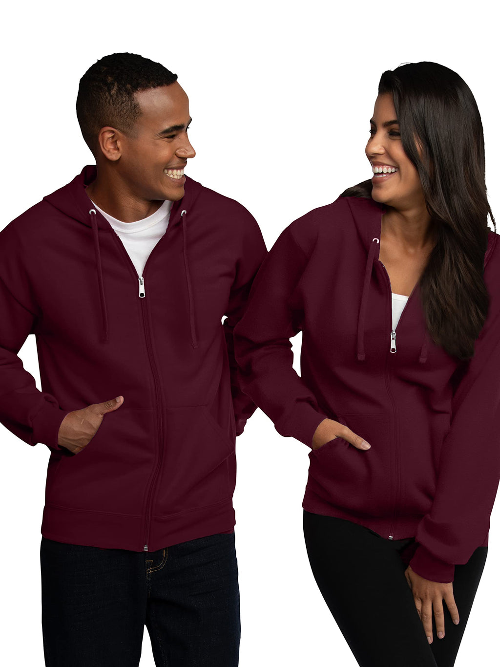 Fruit of the Loom Eversoft Fleece Hoodies, Pullover, Moisture Wicking & Breathable, Sizes S-4x, Maroon Full Zip, X-Large