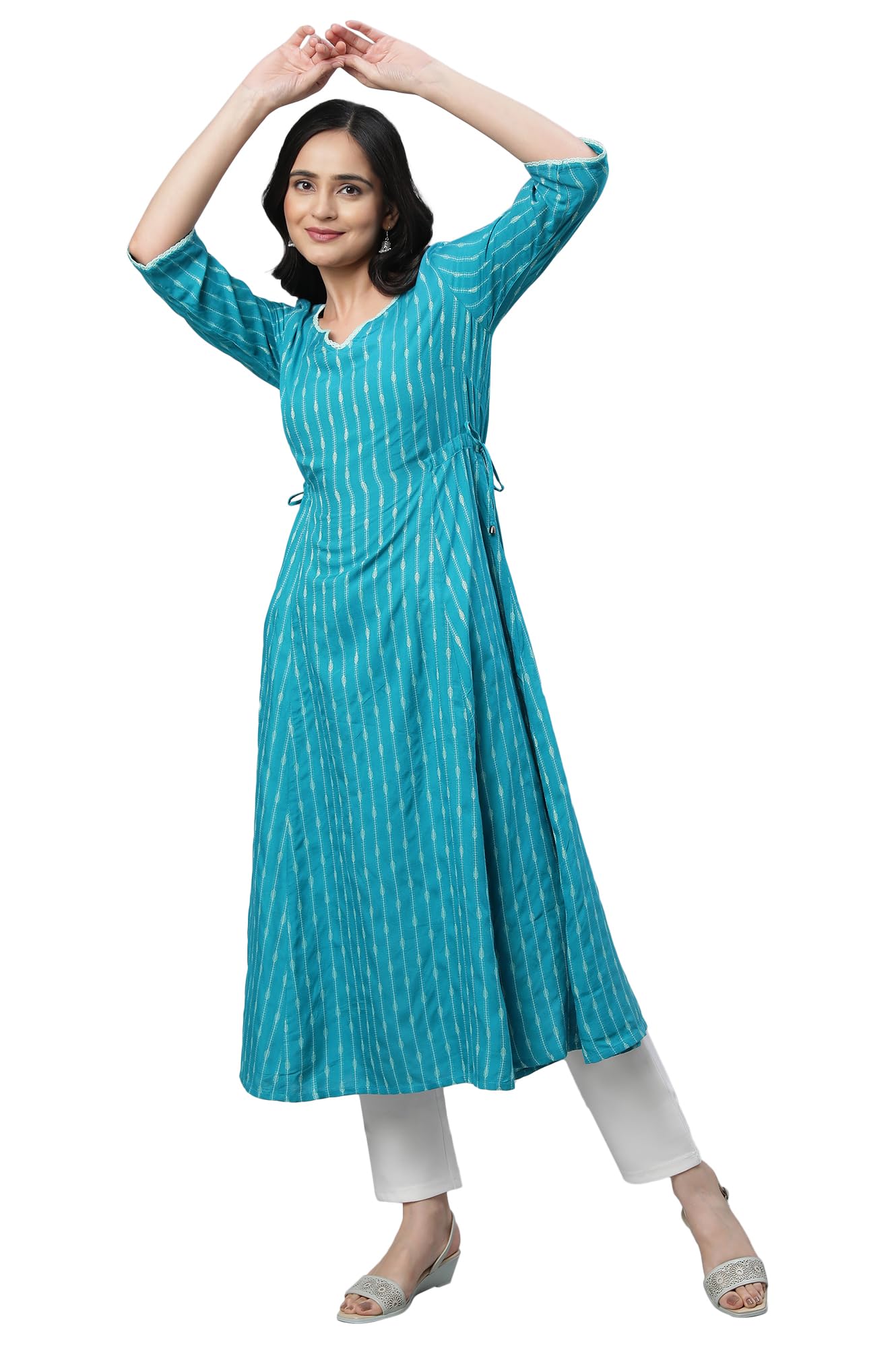 Teal Green Yarn Dyed Ethnic Kurta