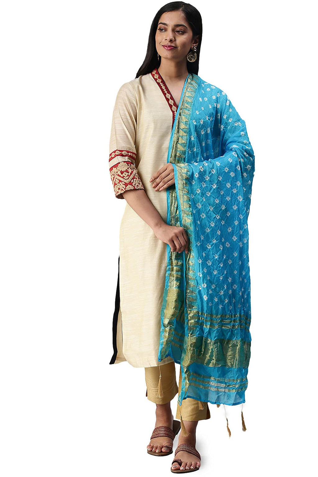 Soch Women Cotton Blend Self Design Dupatta