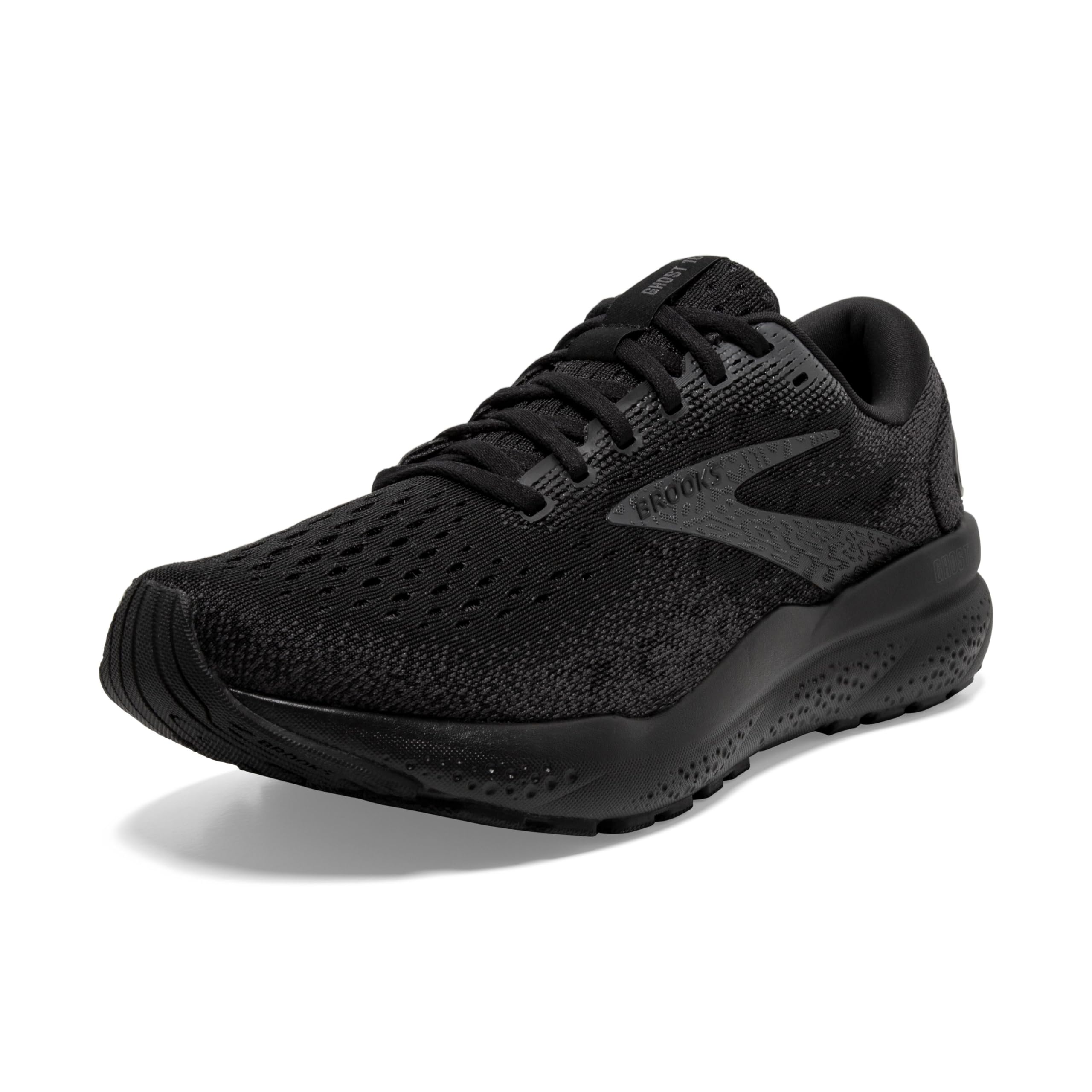 Brooks Womens Ghost 16 Neutral Running Shoe - Black/Black/Ebony - 9 Medium