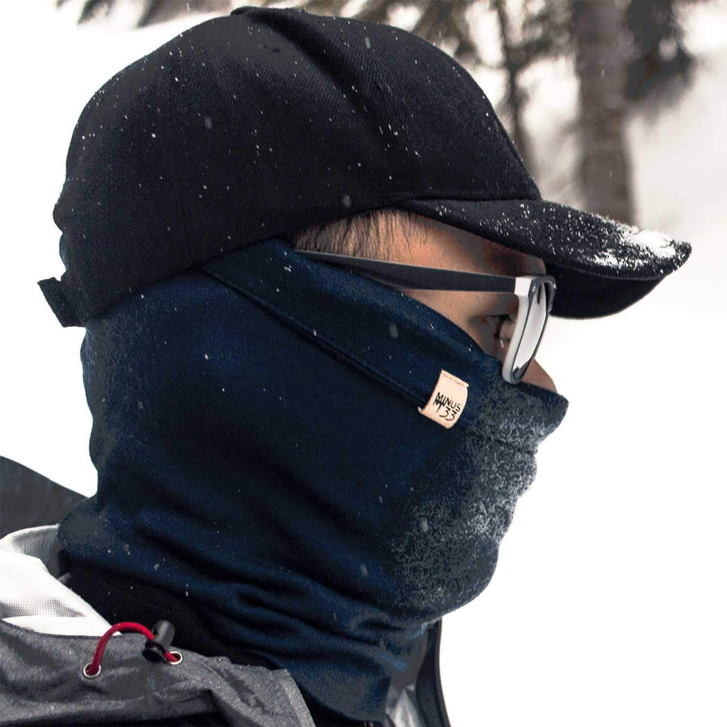 Minus33 - Midweight Neck Gaiter - 100% Merino Wool - Multipurpose Headwear - Skiing Neck Warmer - Winter Face Mask - Navy Blue M