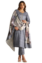 Soch Women Silk Blend Botanical Print Suit Set with Zardozi