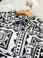 Gufrina WomenS Polyester Shirt With Pocket Half Raglan Sleeves Spread Collar Neck Geometric Printed Relaxed Fit And Standard Le