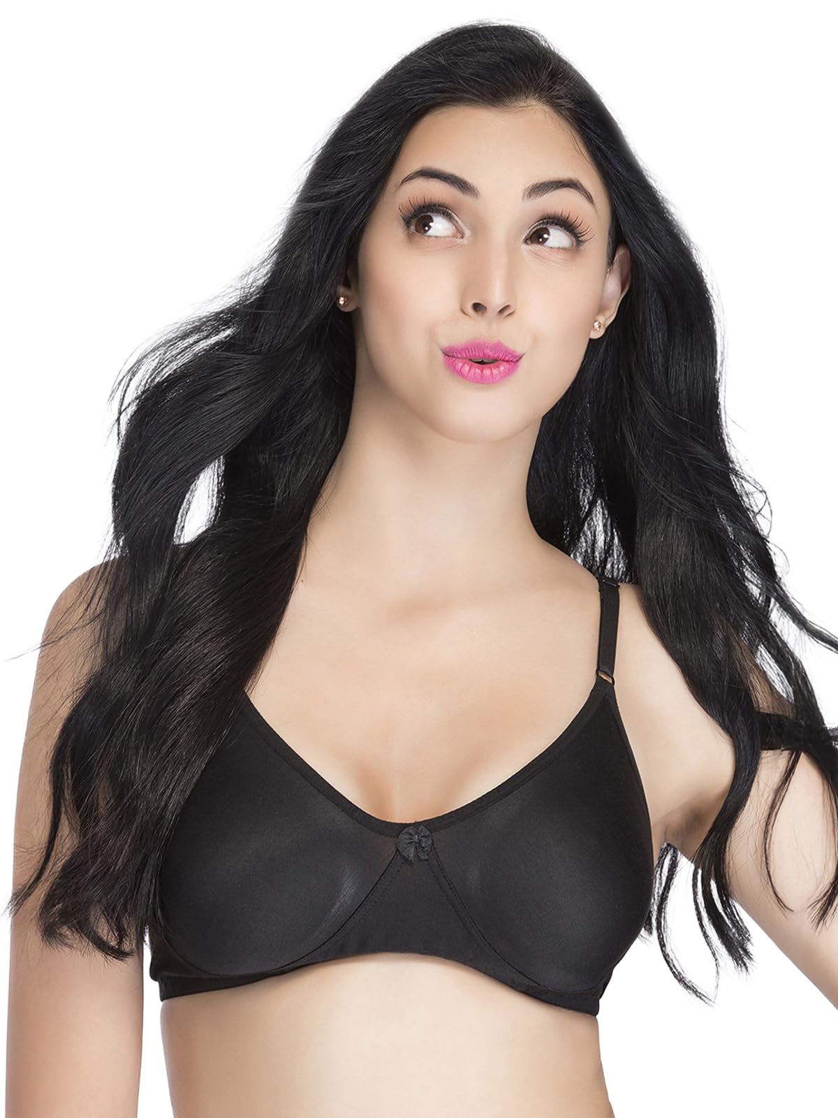 Clovia Womens Cotton Non-Padded Wirefree Full Coverage T-Shirt Bra (BR0184Q13_Black_32D)