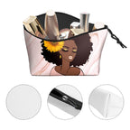 BDAWQUG 2 Pieces Makeup Bag Black Queen Lady Curly Natural Afro African American Ladies Travel Toiletry Bag Cosmetic Make up Org