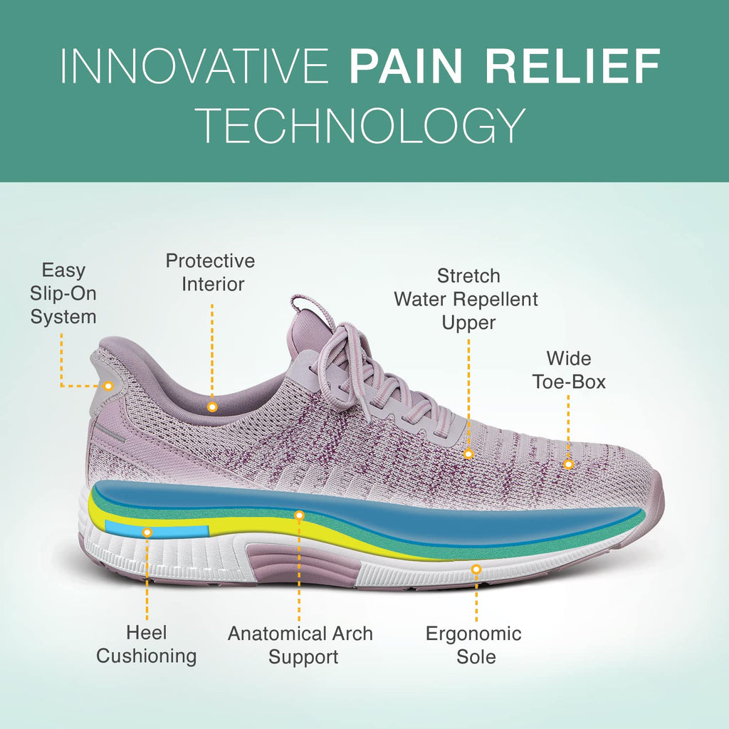 Orthofeet Women's Orthopedic Rose Knit Kita Hands-Free Sneakers, Size 7.5