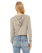 Ladies cropped Long Sleeve Hoodie T-Shirt - SOLID BLK TRBLND - S(D0102H7WEU6)