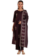 Libas WomenS Pure Cotton Printed Kurta Set (369130R Brown