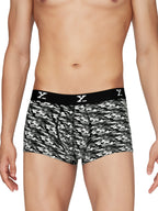 XYXX Mens Underwear Shuffle IntelliSoft Antimicrobial Micro Modal Trunk Pack of 5 (Camo Monocrom;Lighting Bolt;Yoga Pet;Twiligh