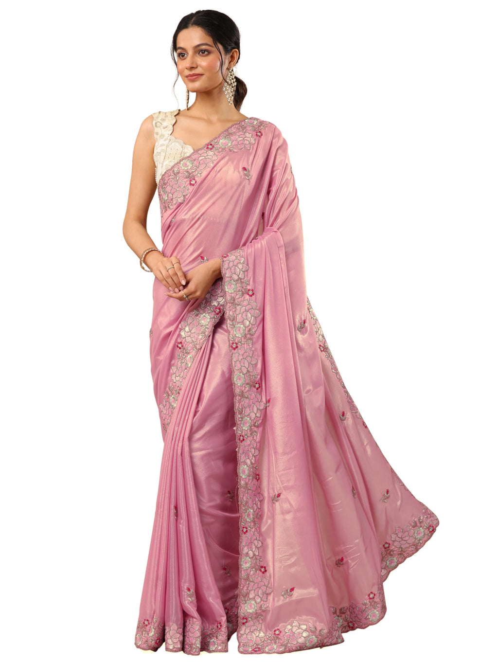 Libas Embellished Georgette Saree With Unstitched Blouse Piece
