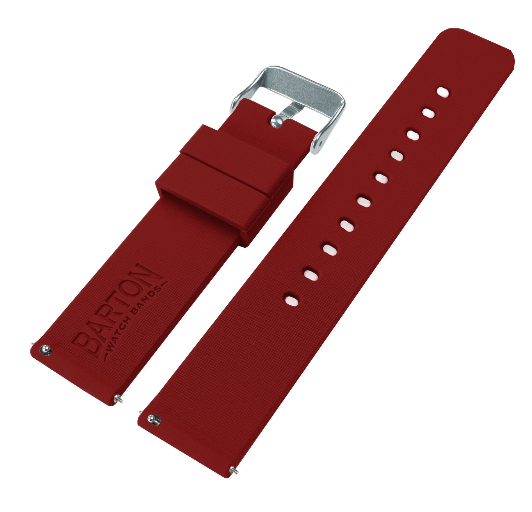BARTON WATCH BANDS 20mm Crimson Red Soft Silicone Quick Release Straps
