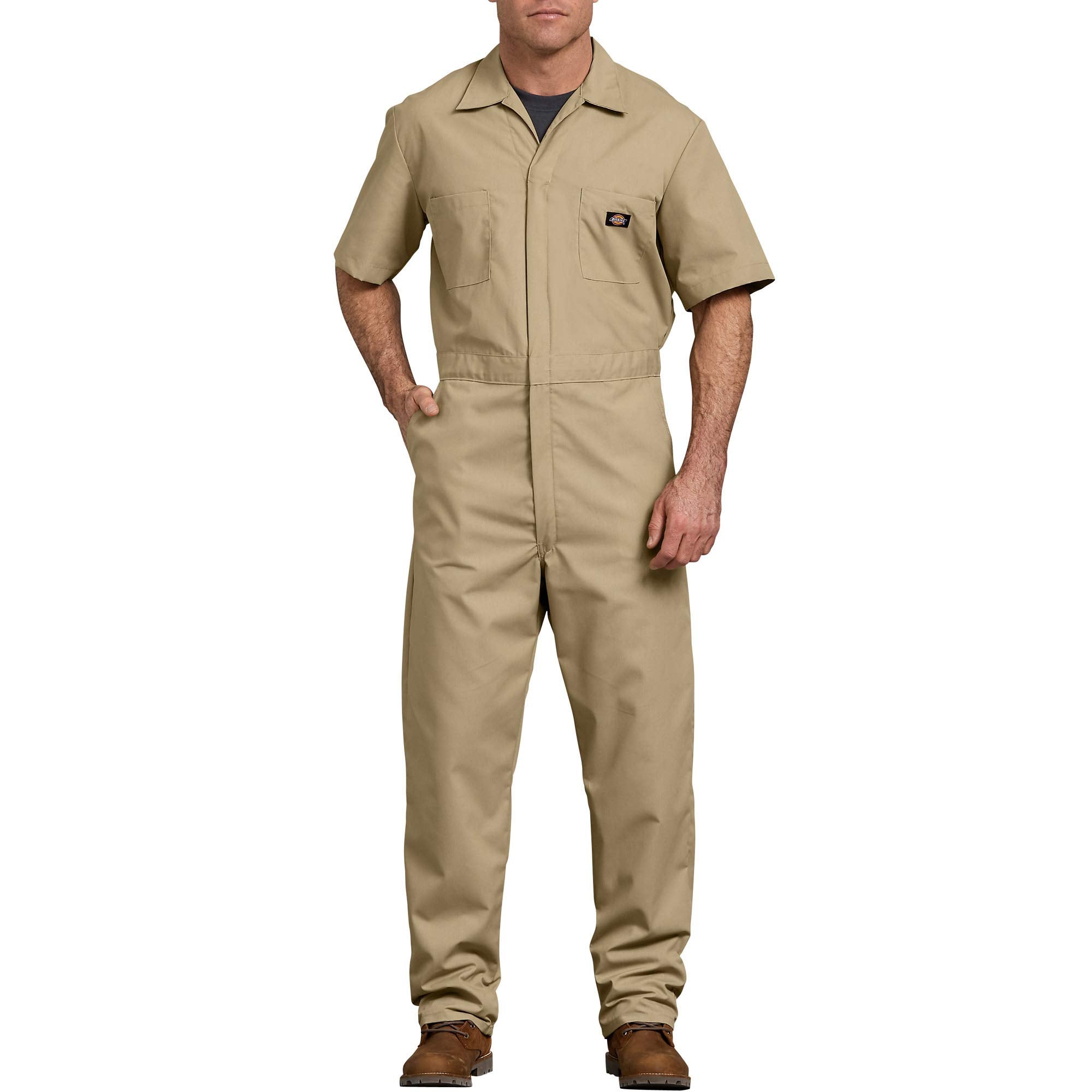 Dickies Men's Short Sleeve Coverall, Khaki, Small Short
