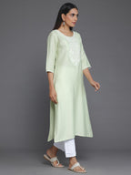 Libas WomenS Silk Regular Kurta (26811_Green