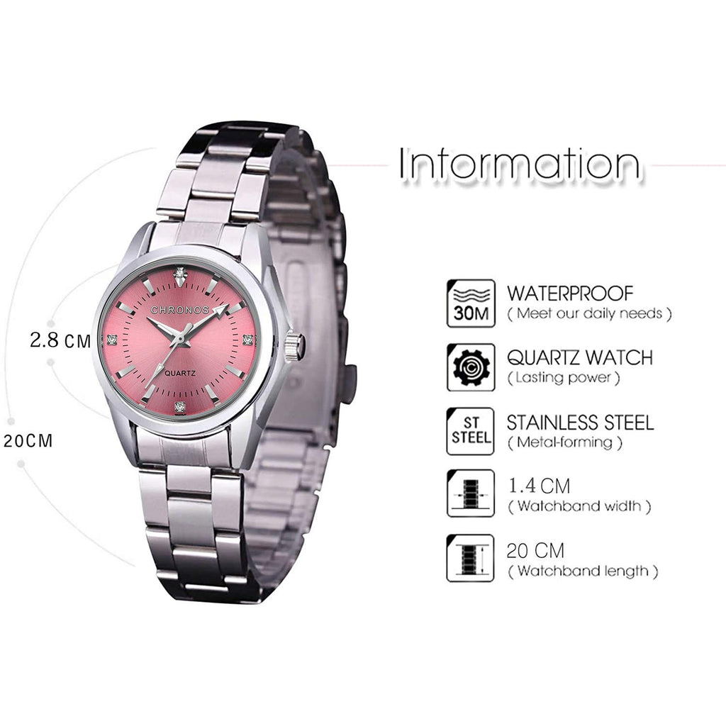 cofuo Women Lady Dress Analog Quartz Watch with Stainless Steel Band, Simple Design Easy Reader Wrist Casual Fashion Waterproof