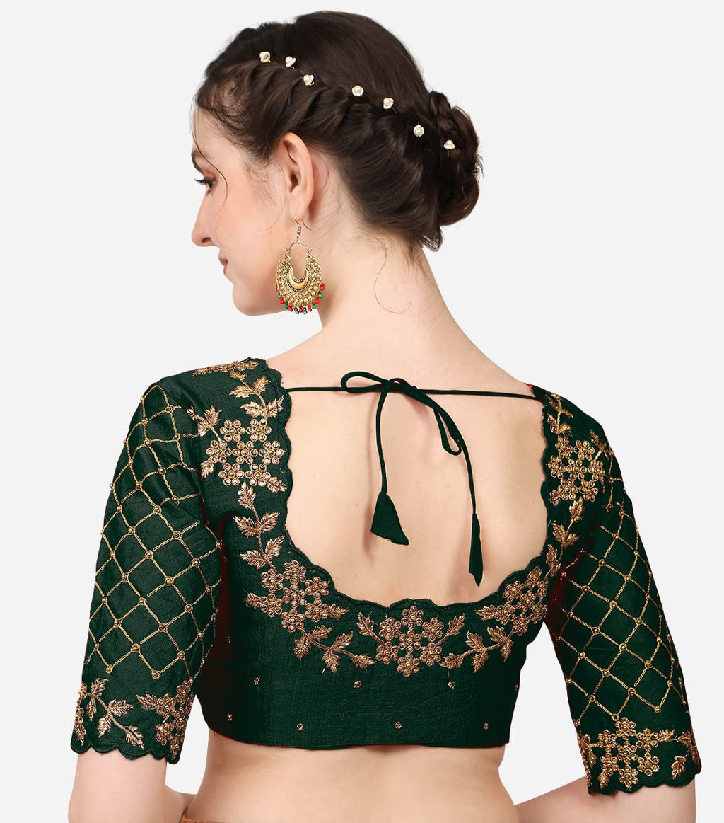 Pujia Mills WomenS Indian Ethnic Wear Designer Gold Zari Embroidery With Sequence Work V Neck Sleeveless Readymade Back Side Wo