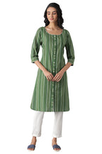 Aurelia Women'S Cotton Geometric Regular Kurta (22Fea12878-701921_Green_M)