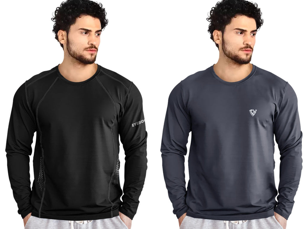 Noble Monk MenS Regular Fit T Shirt (Combo Pack Of 2) |Full Sleeves |Round Neck |Casual Tshirt For Men
