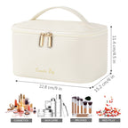 Meiyuuo Cute Makeup Bag Small Cosmetic Bags for Women Medium Pouch Toiletry Bag Waterproof Organizer(Light Beige)