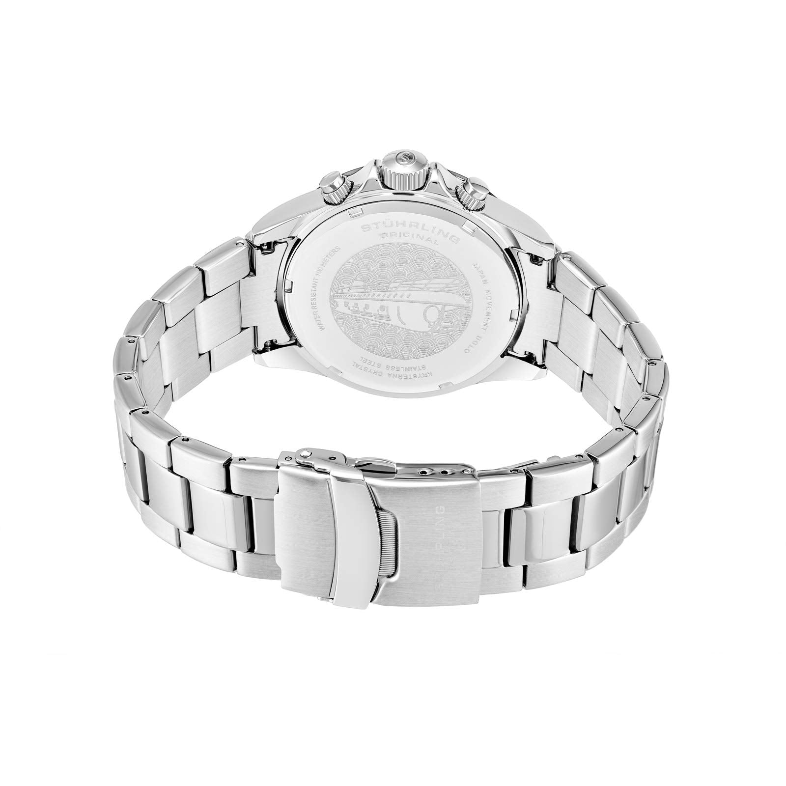 Sthrling Original Mens Chronograph Watch Stainless Steel Bracelet with Screw Down Crown and Water Resistant to 100 M. Analog Dia