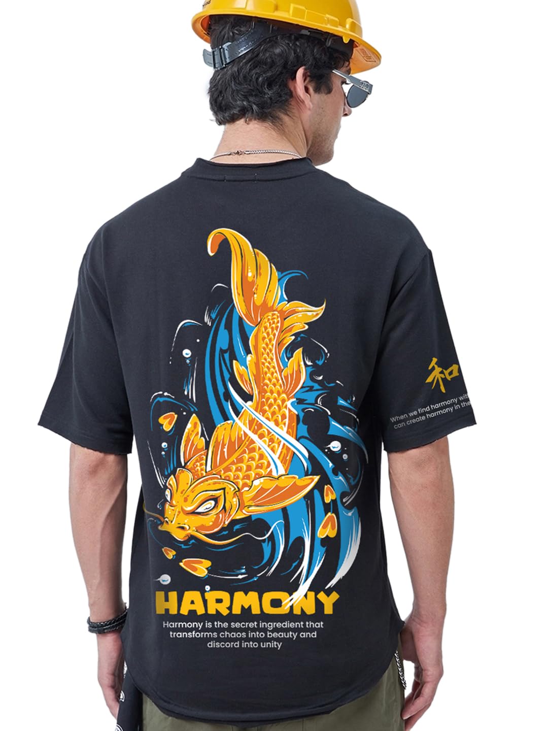 Bewakoof Heavy Duty 1.0 Original MenS Graphic Print Oversized Fit Half Sleeve Round Neck Terry T-Shirt 645958 Black S