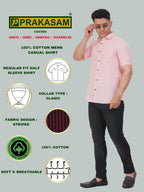 Mens Striped Regular fit Cotton Casual Shirt Pink