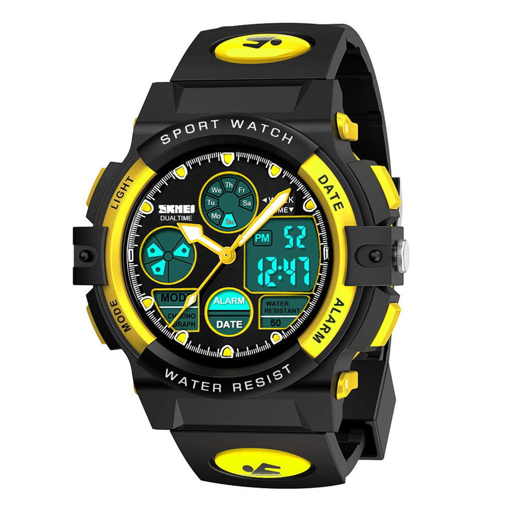 Watch for Kids Boys Girls 5-12 Years Old, Digital Sports Waterproof Watch for Kids Birthday Presents Yellow Gifts Age 5-16 Teen 