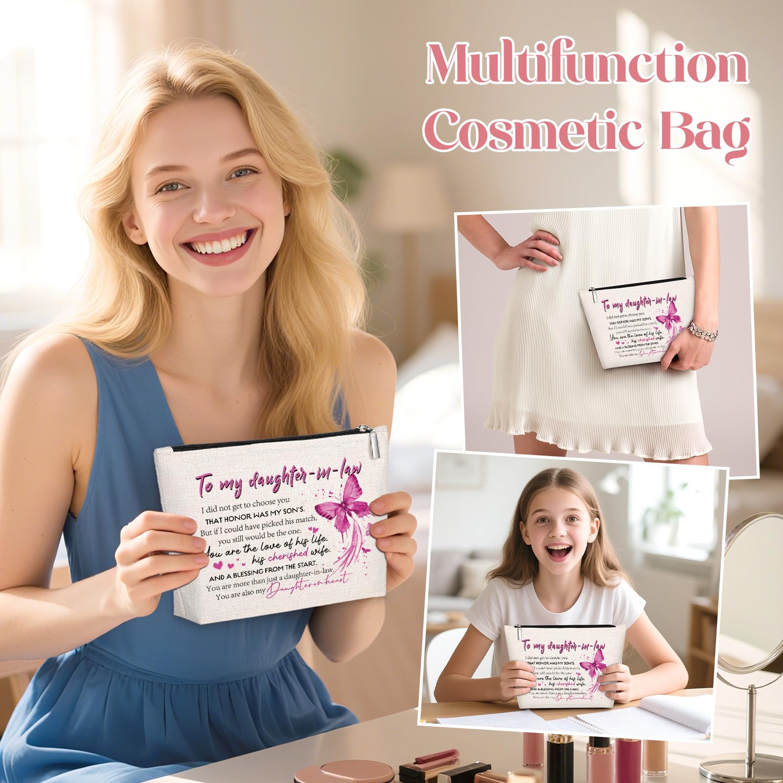 GevGuxLuo Daughter-in-Law Gifts, Makeup Bag Gifts for Daughter-in-Law, Daughter in law Birthday Gifts, Daughter-in-Law Gift for