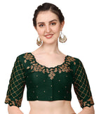Pujia Mills WomenS Indian Ethnic Wear Designer Gold Zari Embroidery With Sequence Work V Neck Sleeveless Readymade Back Side Wo