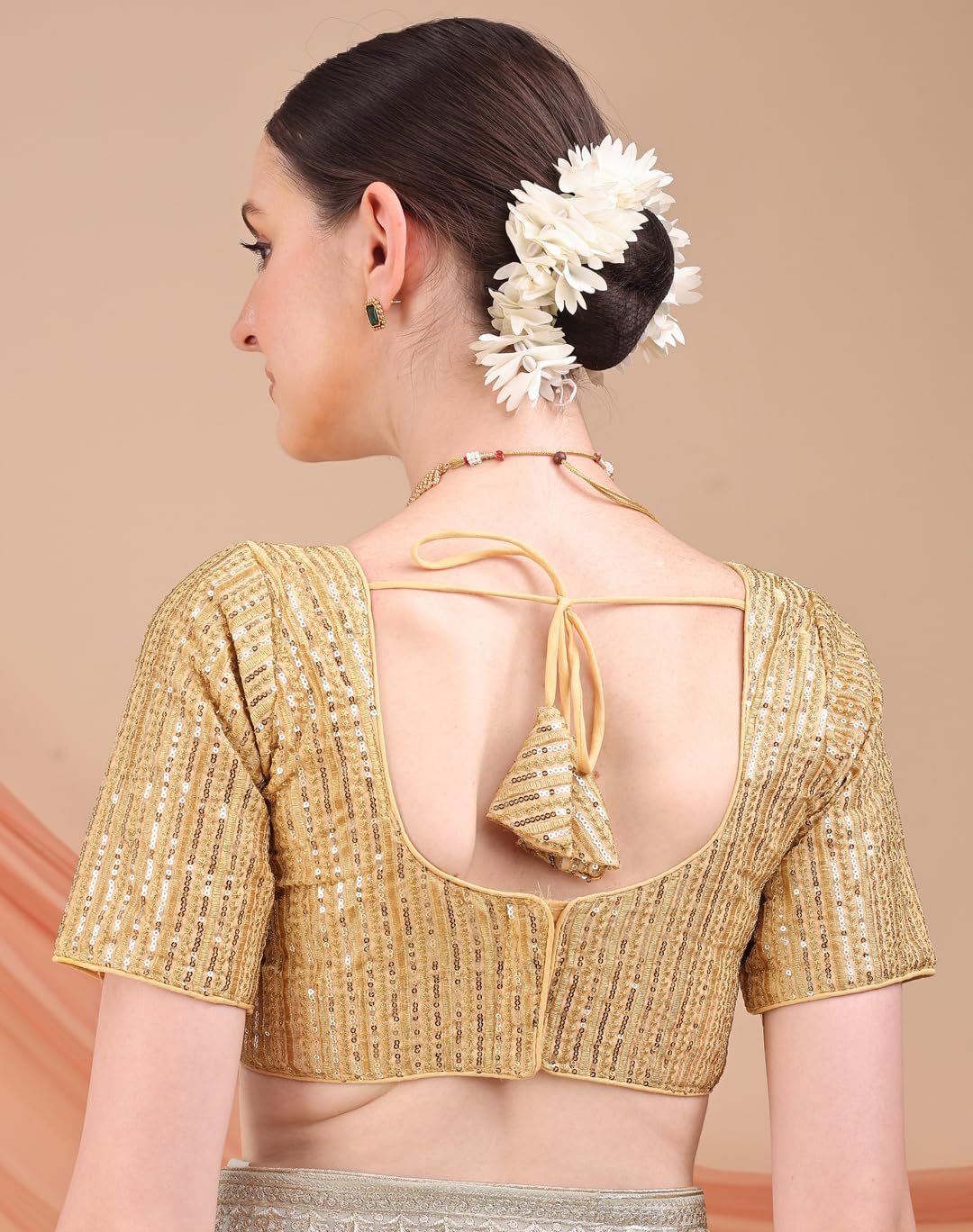 Pujia Mills WomenS Indian Ethnic Wear Designer Silver Sequence With Matching Embroidered Work V Neck Half Sleeve Readymade Padd