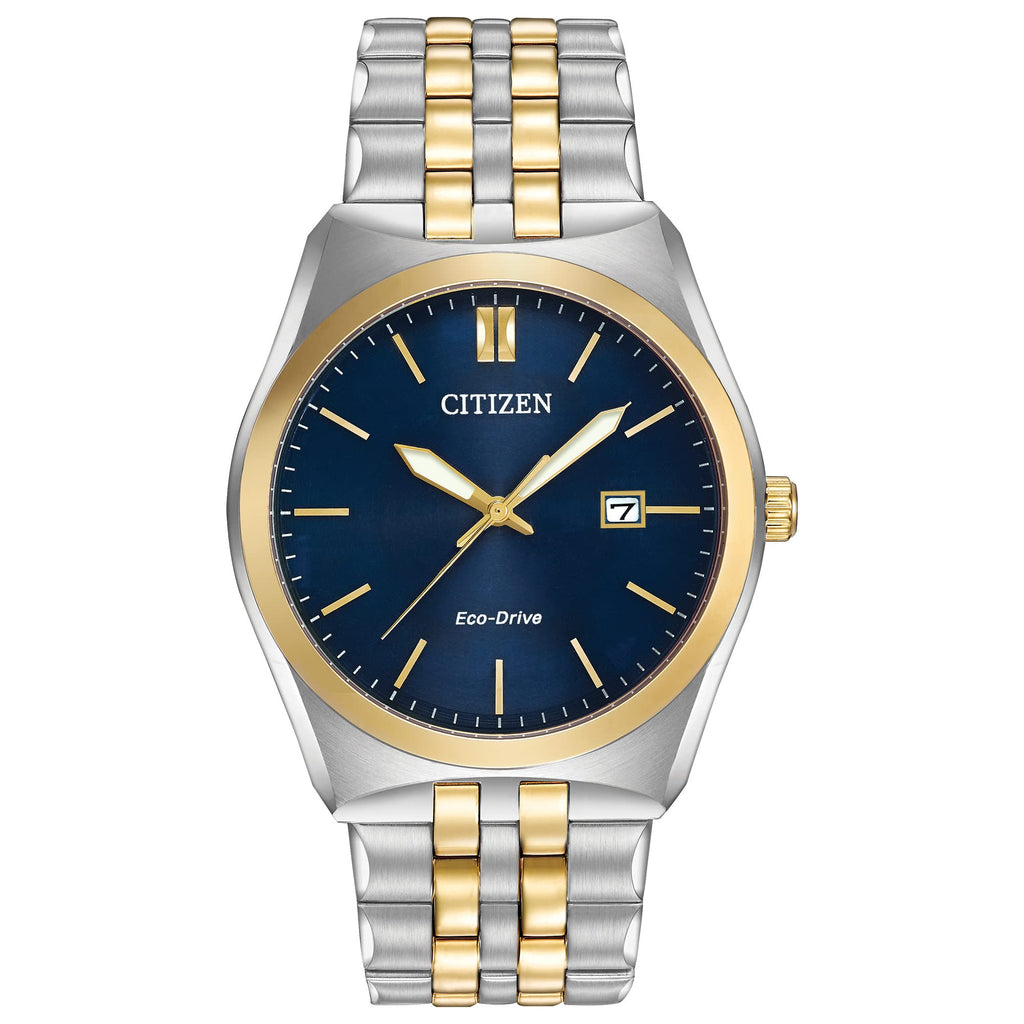 Citizen Men's Classic Corso Eco-Drive Watch, 3-Hand Date, Luminous Hands, Two-Tone/ Blue Dial